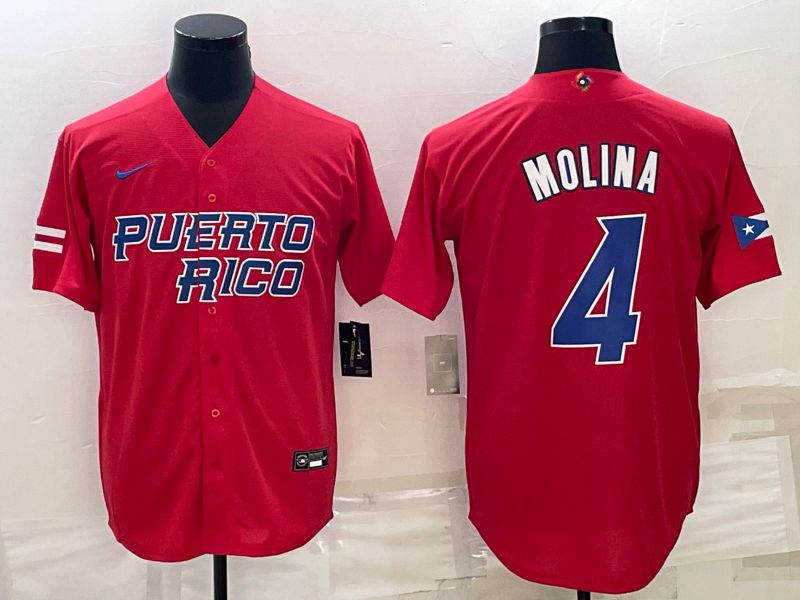 Men 2023 World Cub #4 Molina Red Nike MLB Jersey9